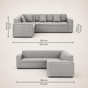 Casaliving Rion 6 Seater L Shape Corner Sofa Cum Bed for Living Room (Black Fabric) Premium Fabric Sofa Cum Bed