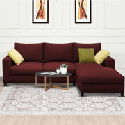Rihan 4 Seater L Shape Sofa Set Living Room (Maroon Fabric) Right Side Sofa