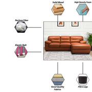 Raster RHS 4 Seater L Shape Sofa Set for Living Room (Tan) Premium Leathertte Fabric Sofa