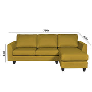 Danver RHS 4 Seater L Shape Sofa Set for Living Room (Yellow Fabric) Premium Fabric Sofa