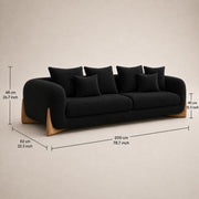 Casaliving Elora Modern Premium Boucle Fabric Sofa, Upholstered 3+1 Seater with Ottoman Sofa Set for Living Room, (Black Colour) Premium Boucle Fabric Sofa