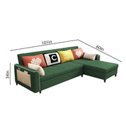 Denis 5 Seater RHS L Shape Sofa Set for Living Room (Green Fabric) Premium Fabric Sofa