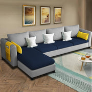 Asser LHS 6 Seater L Shape Sofa Set for Living Room (Blue Grey) Premium Fabric Sofa