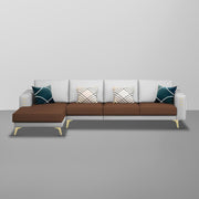Falco LHS 6 Seater L Shape Sofa Set for Living Room (Brown Grey Fabric) Premium Fabric Sofa