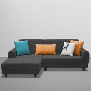 Casaliving Kaven LHS 4 Seater L Shape Sofa Set for Living Room (Black Fabric)