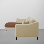 Cortina LHS 4 Seater L Shape Sofa Set for Living Room (Cream Brown Fabric) Premium Fabric Sofa