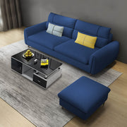 Francis 3 Seater Sofa with Ottoman Set for Living Room (Blue Fabric)