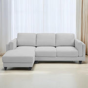 Casaliving Logan RHS 4 Seater L Shape Sofa Set for Living Room (Blue Black Fabric) Premium Fabric Sofa