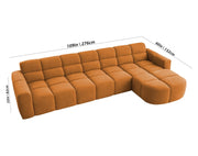 Rudo Modern Sofa, Tufted Design Upholstered 6 Seater LHS L - Shape Sofa Set for Living Room, (Black Colour) Premium Velvet Fabric Sofa