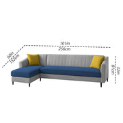 Neyami LHS 6 Seater L Shape Sofa Set for Living Room (Blue Grey) Premium Fabric Sofa Set