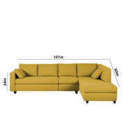 Dorian RHS 6 Seater L Shape Sofa Set for Living Room (Yellow Fabric) Premium Fabric Sofa