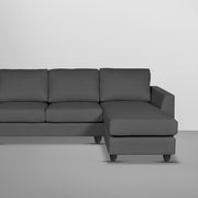 Danver RHS 4 Seater L Shape Sofa Set for Living Room (Black Fabric) Premium Fabric Sofa