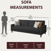 Kaven 3 Seater Sofa Set for Living Room (Black Colour Fabric) Premium Fabric Sofa