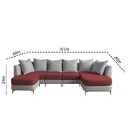 Zoe 8 Seater U Shape Sofa Set for Living Room (Black Grey Colour) Premium Fabric Sofa Set Living Room