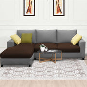 Rihan 4 Seater L Shape Sofa Set Living Room (Brown Grey Fabric) Left Side Sofa