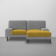 Latieo RHS 2 Seater Lounger L Shape Sofa Set for Living Room (Yellow Grey) Premium Fabric Sofa