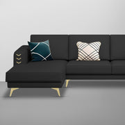 Falco LHS 4 Seater L Shape Sofa Set for Living Room (Black Fabric) Premium Fabric Sofa