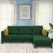 Nairo 4 Seater Interchangeable L Shape Sofa with Ottoman for Living Room (Green Fabric)