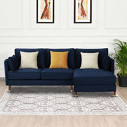 Croosen RHS 4 Seater L Shape Sofa Set for Living Room (Blue Colour) Premium Velvet Fabric