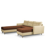 Ashton RHS 4 Seater L Shape Sofa Set with Center Table for Living Room (Cream Brown Fabric) Premium Fabric Sofa