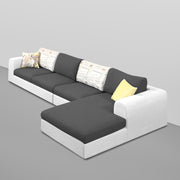 Badger RHS 8 Seater L Shape Sofa Set with Center Table for Living Room (Grey Fabric) Premium Fabric Sofa