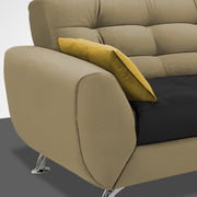 Leadown 3 Seater Sofa with Ottman for Living Room (Cream Black) Premium Fabric Sofa