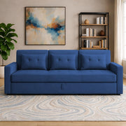 Treshta 3 Seater Pull-Out Premium Fabric Sofa Cum Bed Sofa Set for Living Room (Black Fabric Color) Premium Fabric Sofa Set for Living Room Sofa Cum Bed