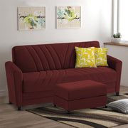 Francis 3 Seater Sofa Set with Ottoman for Living Room (Maroon) Fabric