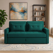 Treshta 2 Seater Pull-Out Premium Fabric Sofa Cum Bed Sofa Set for Living Room (Blue Fabric Color) Premium Fabric Sofa Set for Living Room