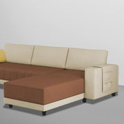 Linus RHS 4 Seater L Shape Sofa Set for Living Room (Cream Brown Fabric) Premium Fabric Sofa