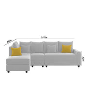 Inclair LHS 6 Seater L Shape Sofa Set for Living Room (Grey Fabric) Premium Fabric Sofa