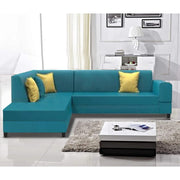 Rio 6 Seater L Shape Sofa for Living Room | Color - Blue Leatherette | Left Side Sofa