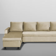 Asper LHS 6 Seater L Shape Sofa Set for Living Room (Cream Fabric) Premium Fabric Sofa