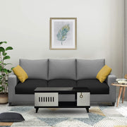 Rihan 3 Seater Sofa Set Living Room (Black Grey Fabric)