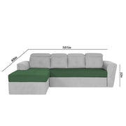 Elvi LHS 6 Seater L Shape Sofa Set for Living Room (Green Grey Fabric) Premium Fabric Sofa