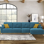 Antonio RHS 6 Seater L Shape Sofa Set for Living Room (Turquise Premium Fabric)