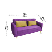 Deren 3 Seater Sofa Set for Living Room (Purple Colour) Premium Fabric Sofa