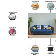 Duckby 3 Seater Sofa Set for Living Room (Black Colour) Premium Fabric Sofa