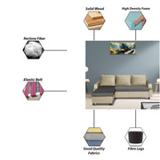 Asper LHS 4 Seater L Shape Sofa Set for Living Room (Cream Black Fabric) Premium Fabric Sofa