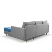 Ashton RHS 4 Seater L Shape Sofa Set with Center Table for Living Room (Turquise Grey Fabric) Premium Fabric Sofa