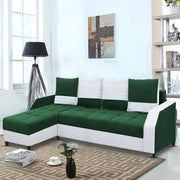 Severny 6 Seater L Shape Sofa Set for Living Room (Green Grey Fabric) Left Side