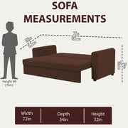 Clifton 3 Seater Sofa Cum Bed for Living Room (Brown Fabric) Premium Fabric Sofa
