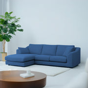 Cortina LHS 4 Seater L Shape Sofa Set for Living Room (Blue Fabric) Premium Fabric Sofa