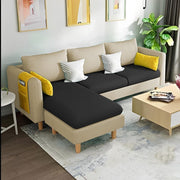 Asser LHS 4 Seater L Shape Sofa Set for Living Room (Cream Black) Premium Fabric Sofa