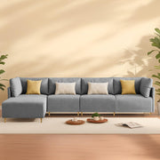 Salina LHS 6 Seater L Shape Sofa Set for Living Room (Black) Premium Fabric Sofa