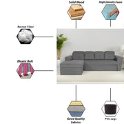 Elvi LHS 6 Seater L Shape Sofa Set for Living Room (Dark Grey Fabric) Premium Fabric Sofa