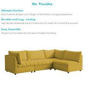 Lenser L Shaped Sofa Set for Living Room (Yellow Fabric) Premium Fabric Sofa Set