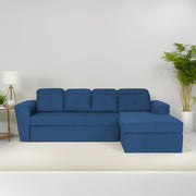 Elvi RHS 6 Seater L Shape Sofa Set for Living Room (Blue Fabric) Premium Fabric Sofa