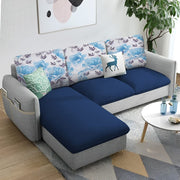 Andon 4 Seater L Shape Sofa Set for Living Room (Blue Grey) Left Side Sofa