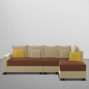 Inclair RHS 6 Seater L Shape Sofa Set for Living Room (Cream Brown Fabric) Premium Fabric Sofa